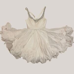 Evenings by Allure Beaded Chiffon Short Dress | Ivory Bridal, Fit & Flare, 6